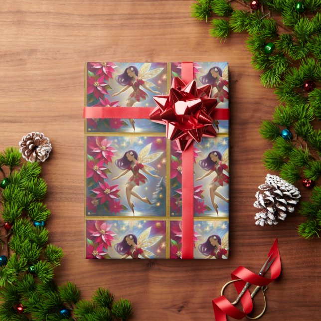 Christmas Fairy Collection - Straight Plum Hair Wrapping Paper (Holiday Gift)