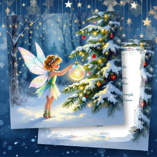 Christmas Fairy Decorating a Christmas Tree  Card