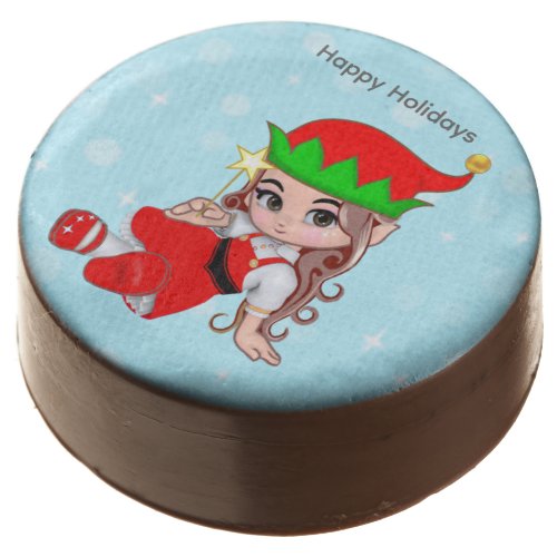 Christmas Fairy Elf Holding a Star Chocolate Covered Oreo
