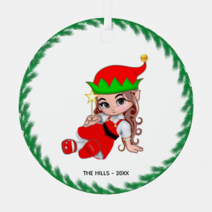 Christmas Fairy Elf Holding a Star Metal Ornament