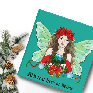 Christmas Fairy Fantasy Holly Bells Poinsettias 3 Ring Binder