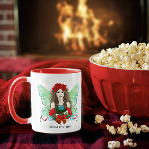 Christmas Fairy Fantasy Holly Bells Poinsettias Mug
