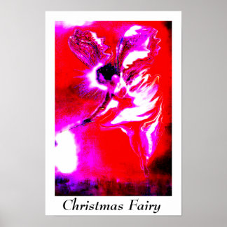 Christmas fairy festive red poster