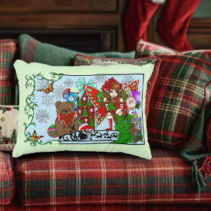 Christmas Fairy Green Toys Festive Accent Pillow