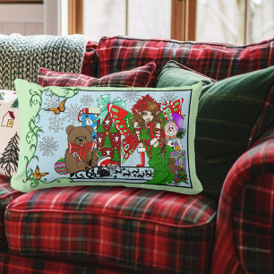 Christmas Fairy Green Toys Festive Lumbar Pillow