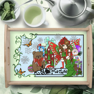 Christmas Fairy Green Toys Festive Serving Tray