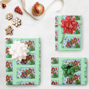 Christmas Fairy Green Toys Festive Wrapping Paper Sheets