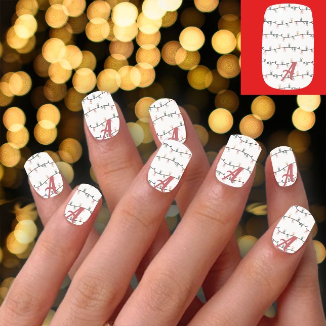 Christmas Fairy Lights Custom Monogram Minx Nail Art (Creator Uploaded)