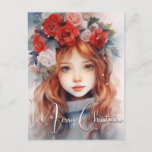 Christmas Fairy of the Roses Holiday Postcard