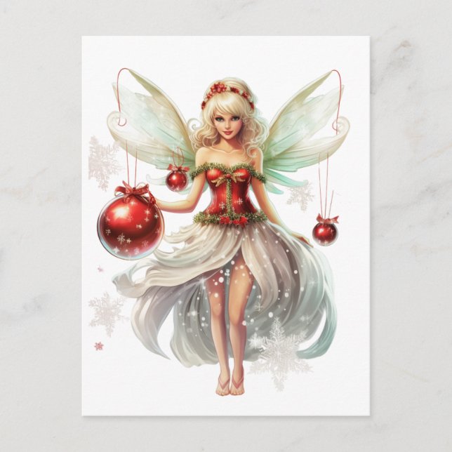 Christmas fairy Ornament Holiday Postcard (Front)