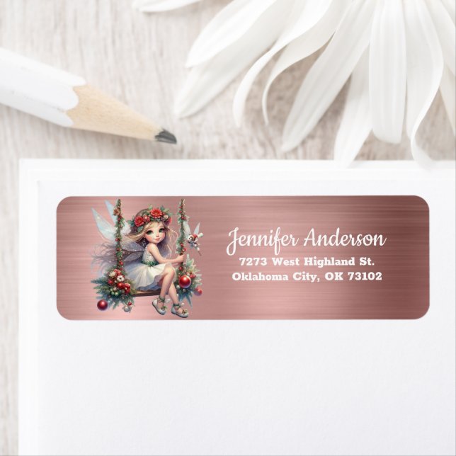  Christmas Fairy | Rose Gold Return Address Label (Insitu)