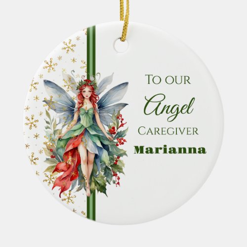 Christmas Fairy Round Caregiver Ornament