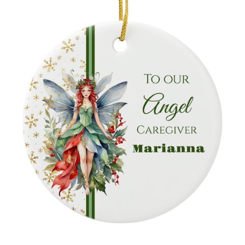 Christmas Fairy Round Caregiver Ornament
