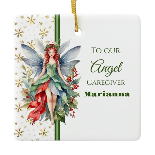 Christmas Fairy Square Caregiver Ornament