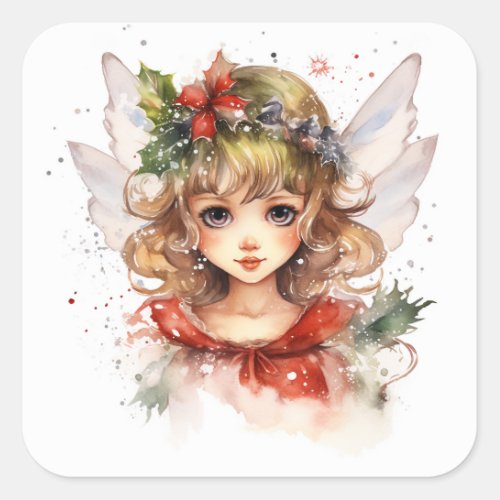 Christmas fairy square sticker