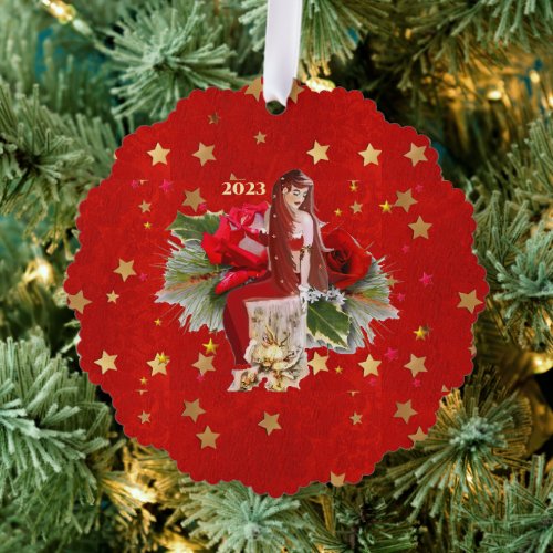  Christmas Fairy  Stars Ornament Card