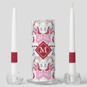 Christmas Fairy Tale Hand painted Monogram Unity Candle Set