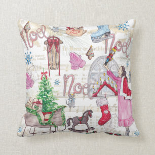 Christmas Fairy Tale Hand painted Throw Pillow