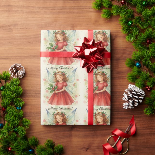 Christmas Fairy Watercolor Art Wrapping Paper (Holiday Gift)