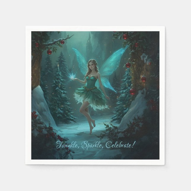 Christmas Fairy with a Spark of Magic Holiday Napkins (Front)