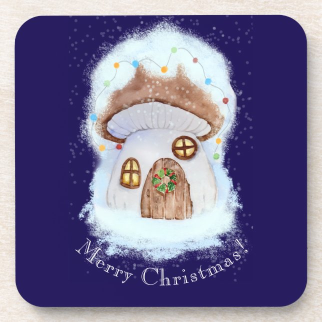 Christmas Fairytale House Beverage Coaster (Front)