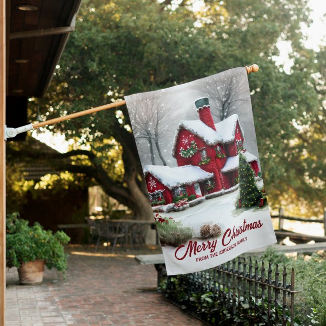 Christmas Fairytale Landscape House Flag (In SItu)