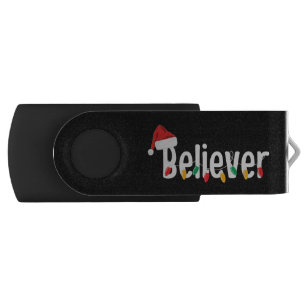 Christmas Faith Believer   Santa Claus Xmas Lights Flash Drive