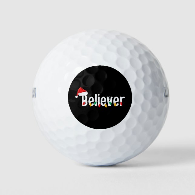 Christmas Faith Believer | Santa Claus Xmas Lights Golf Balls (Front)