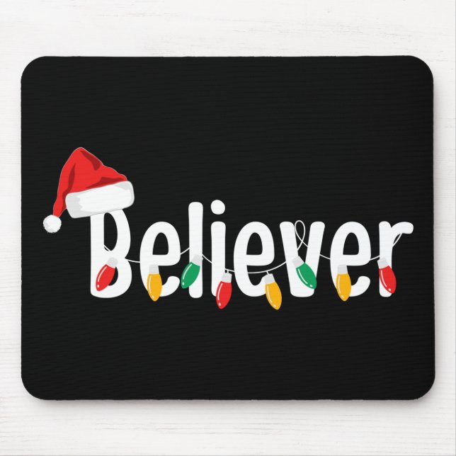 Christmas Faith Believer | Santa Claus Xmas Lights Mouse Pad (Front)