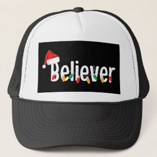 Christmas Faith Believer Santa Claus Xmas Lights Trucker Hat