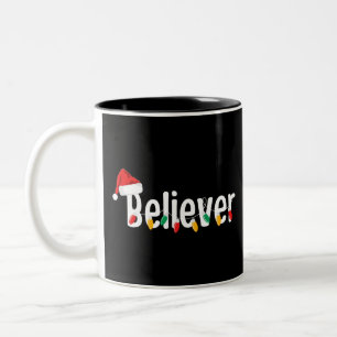 Christmas Faith Believer Santa Claus Xmas Lights Two-Tone Coffee Mug
