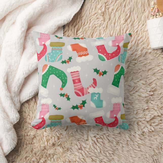 christmas falalala grey -Stockings  Throw Pillow (Blanket)