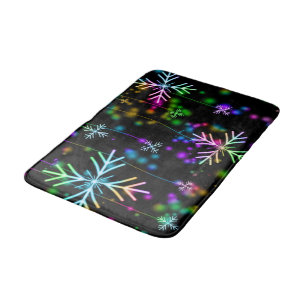 Christmas falling various neon colors snowflakes S Bath Mat