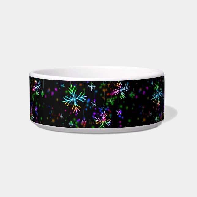 Christmas falling various neon colors snowflakes S Bowl (Front)