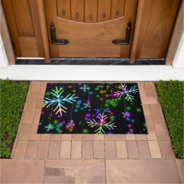 Christmas falling various neon colors snowflakes S Doormat