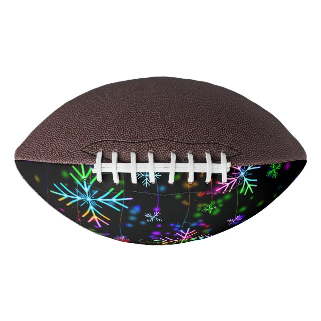 Christmas falling various neon colors snowflakes S Football (Front)