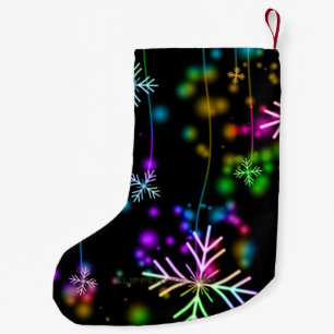Christmas falling various neon colors snowflakes S Small Christmas Stocking