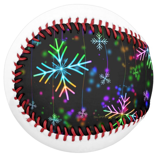 Christmas falling various neon colors snowflakes S Softball (Front Left)