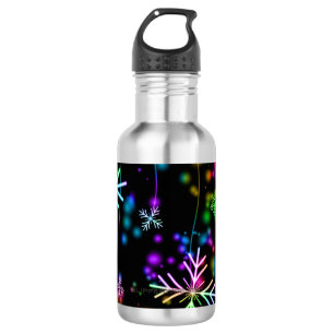 Christmas falling various neon colors snowflakes S Stainless Steel Water Bottle