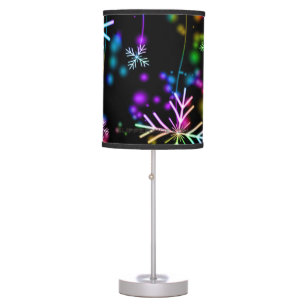 Christmas falling various neon colors snowflakes S Table Lamp