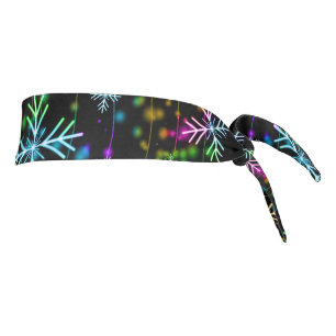 Christmas falling various neon colors snowflakes S Tie Headband