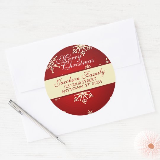 Christmas Family Address Classic Round Sticker | Zazzle.com