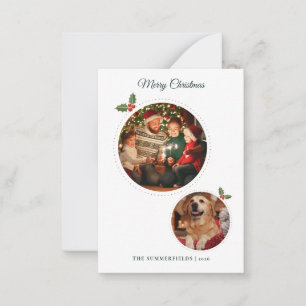 Christmas Family and Dog Photos Botanical Note Card
