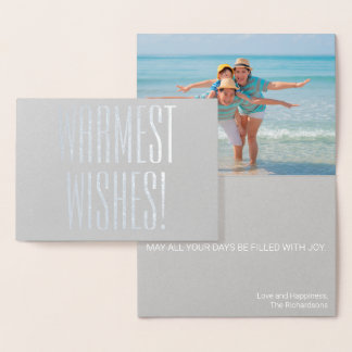 CHRISTMAS FAMILY BEACH PHOTO CARD SILVER FOIL