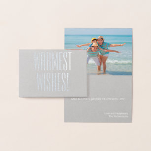 CHRISTMAS FAMILY BEACH PHOTO CARD SILVER FOIL MINI