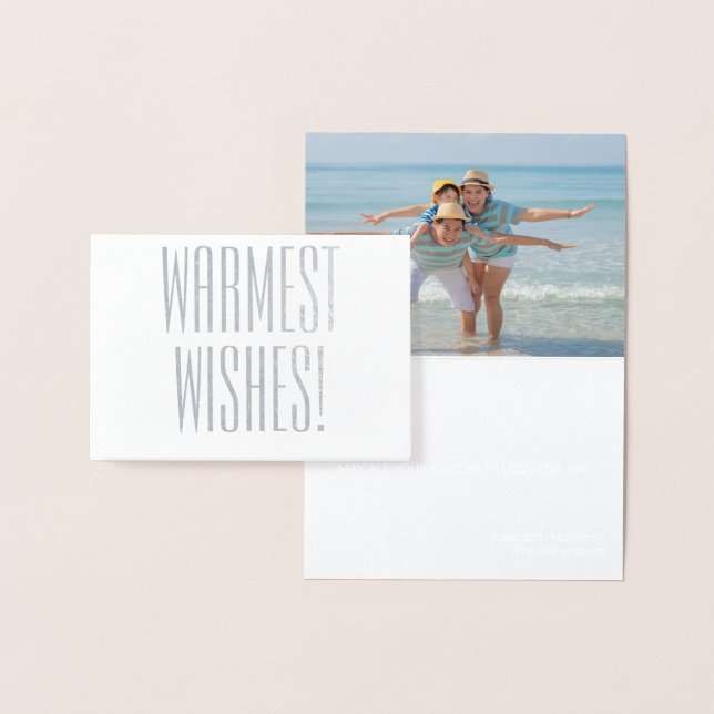 CHRISTMAS FAMILY BEACH PHOTO CARD SILVER FOIL MINI (Display)
