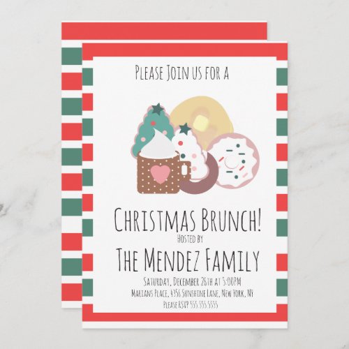 Christmas Family Brunch Pancakes Cookies Donuts Invitation