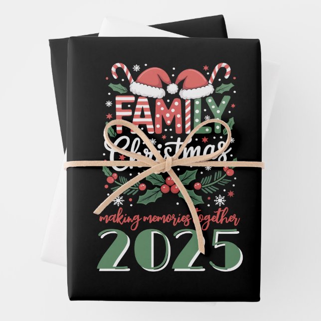 Christmas: Family Christmas 2025 Matching Outfit  Wrapping Paper Sheets (In situ)