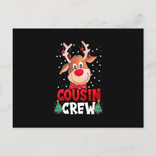 Christmas Family Cousin Crew Reindeer Santa Hat Xm Postcard