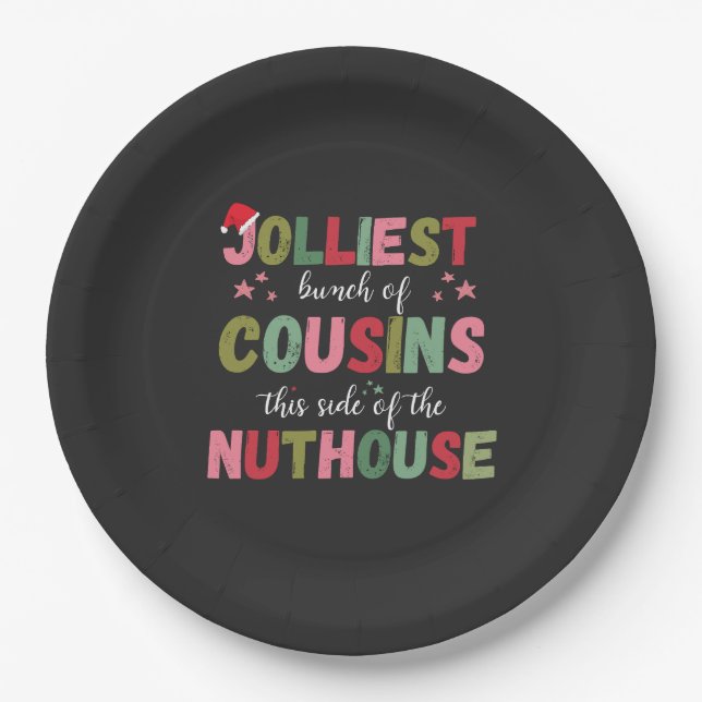 Christmas Family Cousin Reunion Matching  Paper Plates (Front)